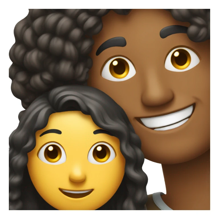 A covered woman and a man smiling in a selfie sticker
