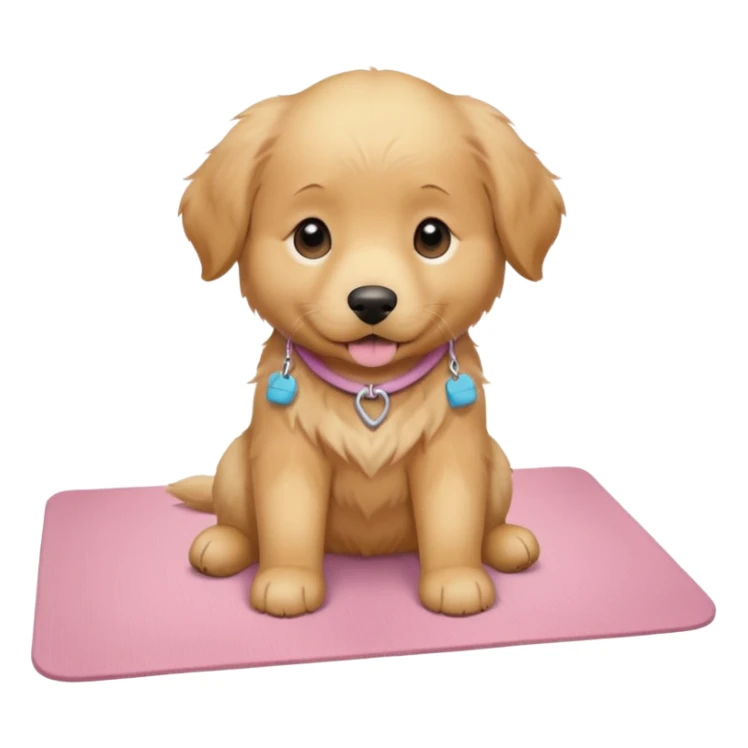 Silly Golden retriever puppy on light pink yoga mat sticker