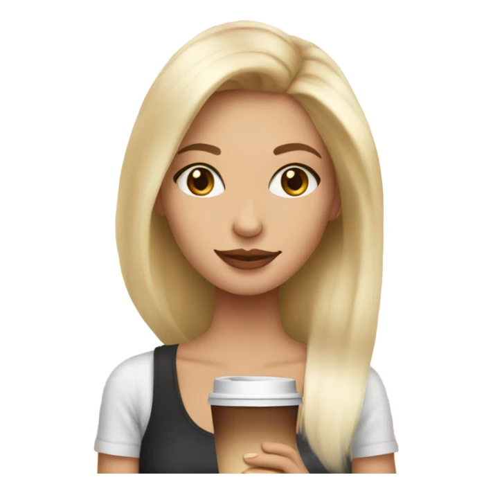 Blonde girl wearing soft makeup and drinking coffee sticker