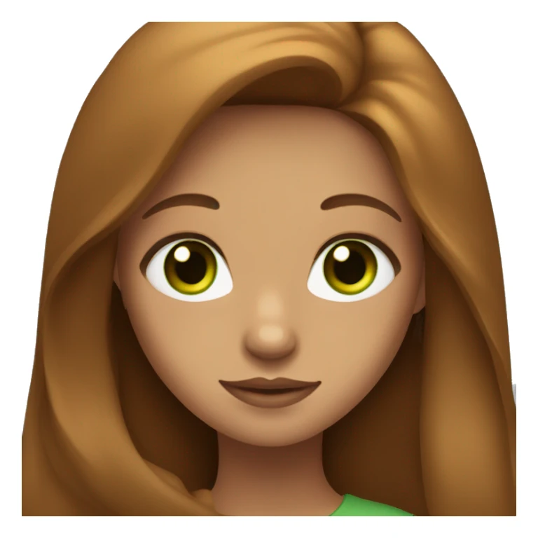 Girl with long brown haur with green eyes sticker