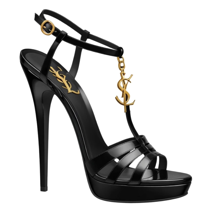 YSL TRIBUTE heels SANDAL black PATENT LEATHER sticker