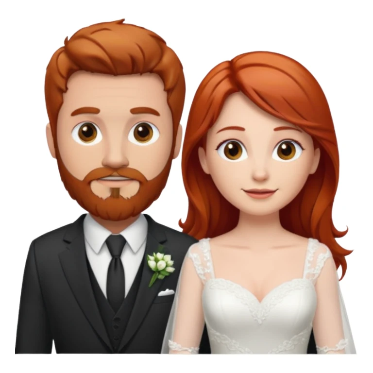 Red hair bride and brown hair groom with beard sticker