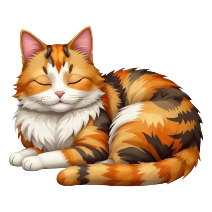 full body colourful light patched calico tabby cat sleeping sticker