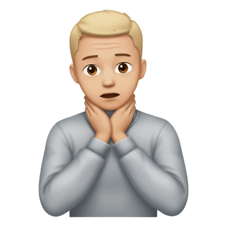 Mad guy crossing his hands while grabbing his neck sticker