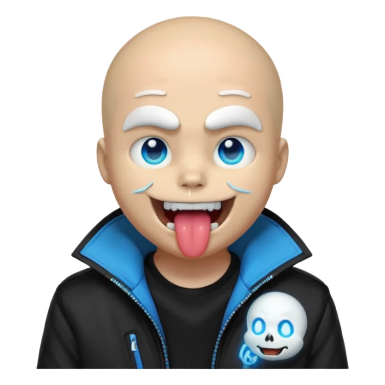 Sans from undertale with his blue eyes and his tongue out sticker