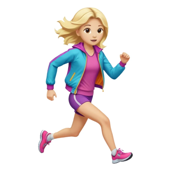 Blonde girl running gen z cool sticker