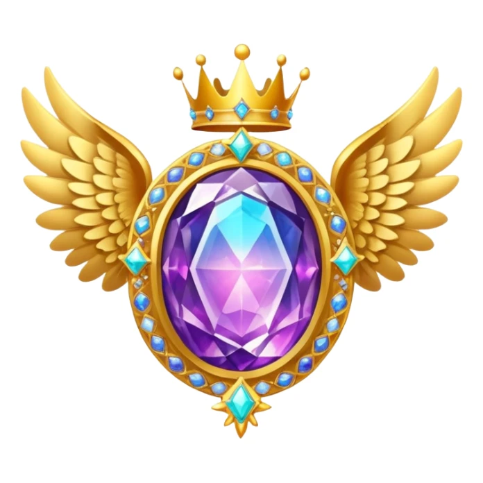 HUGE magic galactic nebula complex gemstone award-in-frame-decorated-with-big-golden-angel--wings and crown sticker
