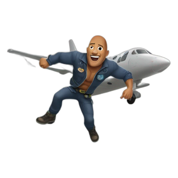 the rock jumping out of a plane sticker