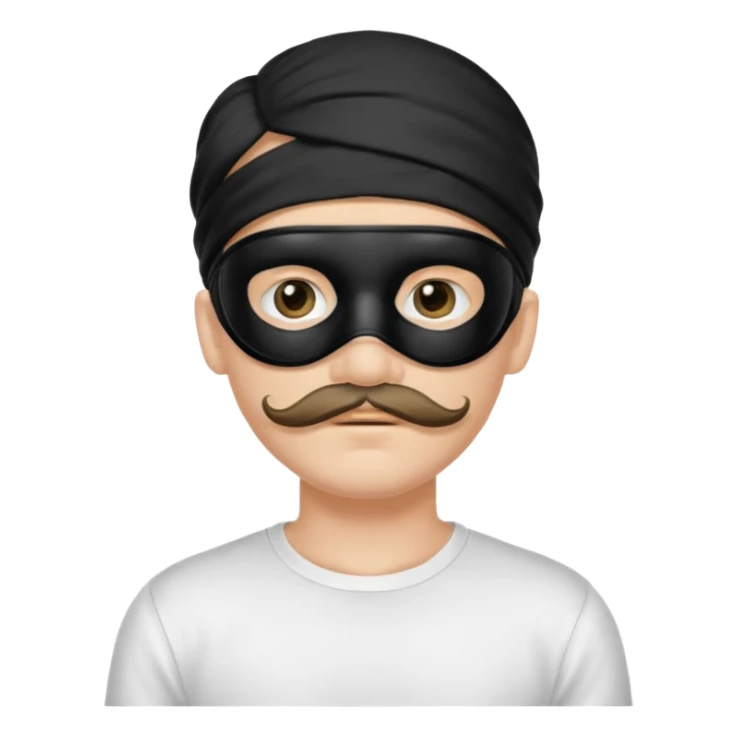 black eye mask with  boy with long mustache sticker