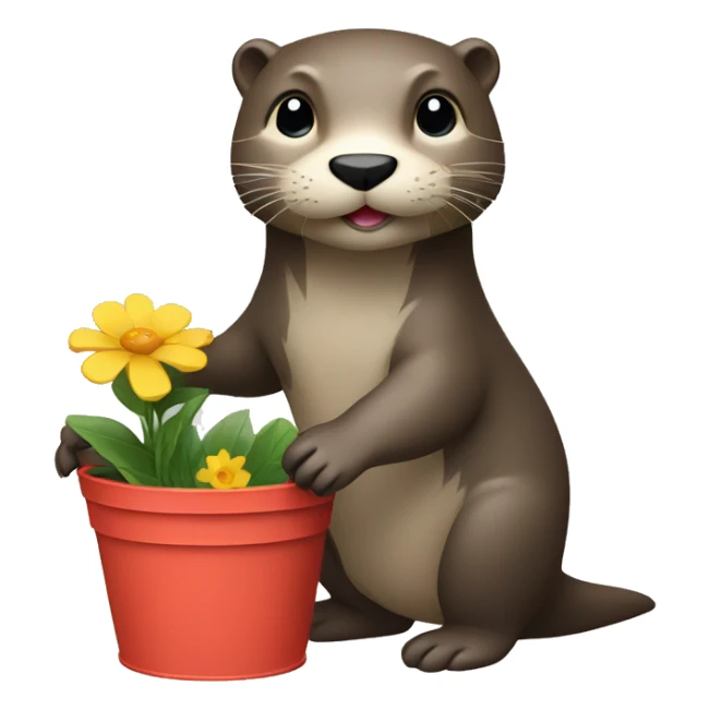can you make an otter holding a flower bucket sticker