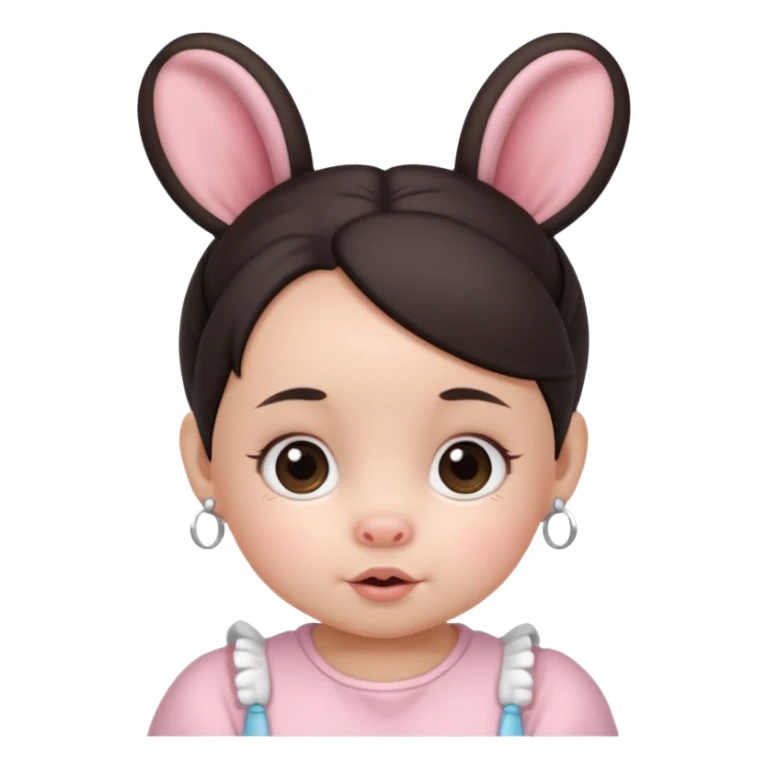 bunny ear accessory wearing baby dark haired piggy bun sticker