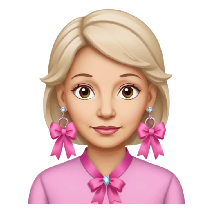 Mature Women with earrings of pink ribbons sticker