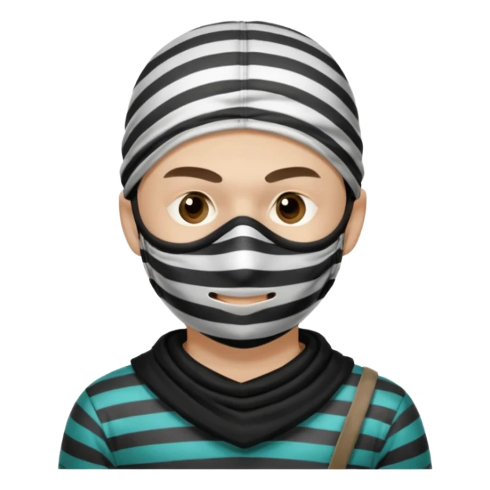 thief, with stripped shirt, facemask, thief mask. sticker