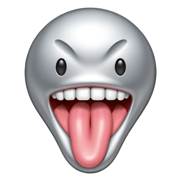 in isolated tongue (no face) made of silver sticker