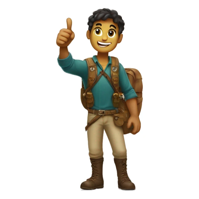 Young adventure guy thumps up italian sticker