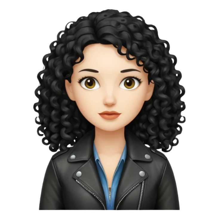 Chica blanca, con cabello negro largo y rizado, con chaqueta de cuero,arquitecta sticker