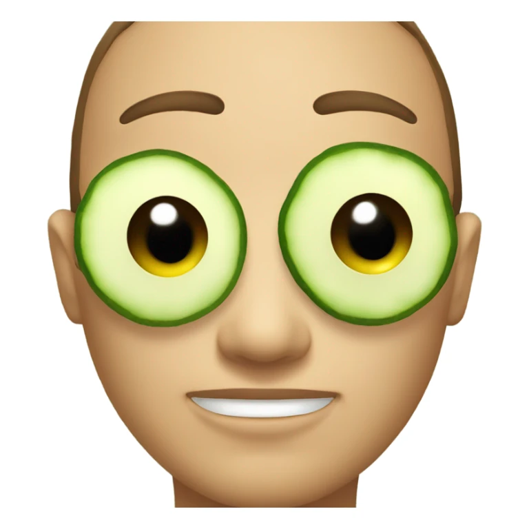 Face with cucumbers on his eyes, relaxing sticker