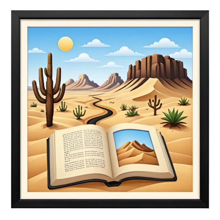 desert with books and drawing sticker