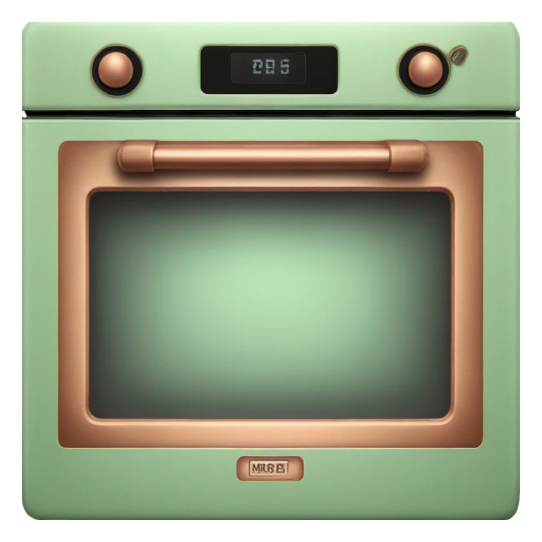 Realistic pastel green and metallic copper vintage oven. sticker