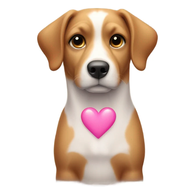 dog with a pink heart in his chest sticker