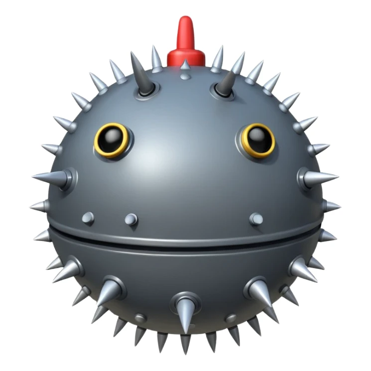 classic naval sea mine, round with spikes, simple emoji style sticker