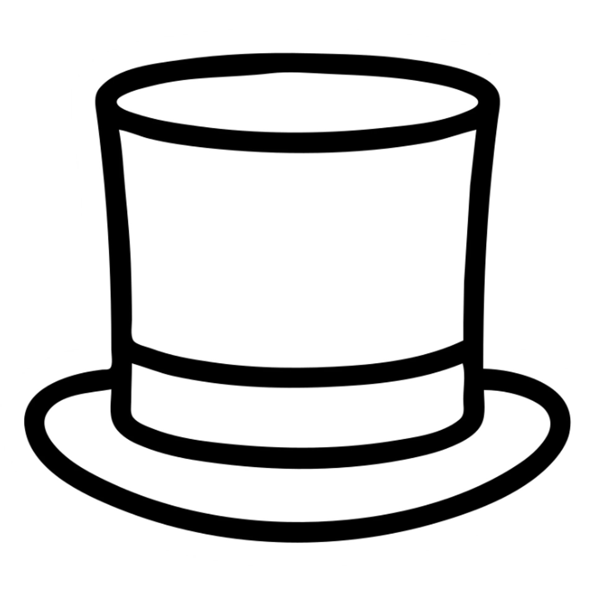 black top hat with gray ribbon outlined icon sticker