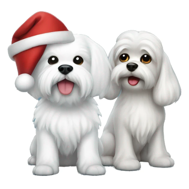  white maltese dog and Santa Claus  sticker