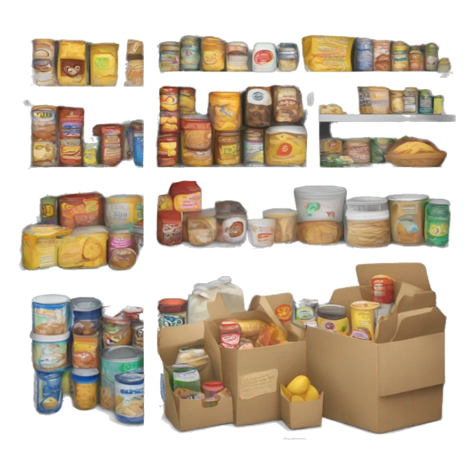 food pantry with processed food  sticker