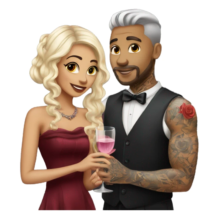 Romantic fancy date for beautiful tattooed couple sticker