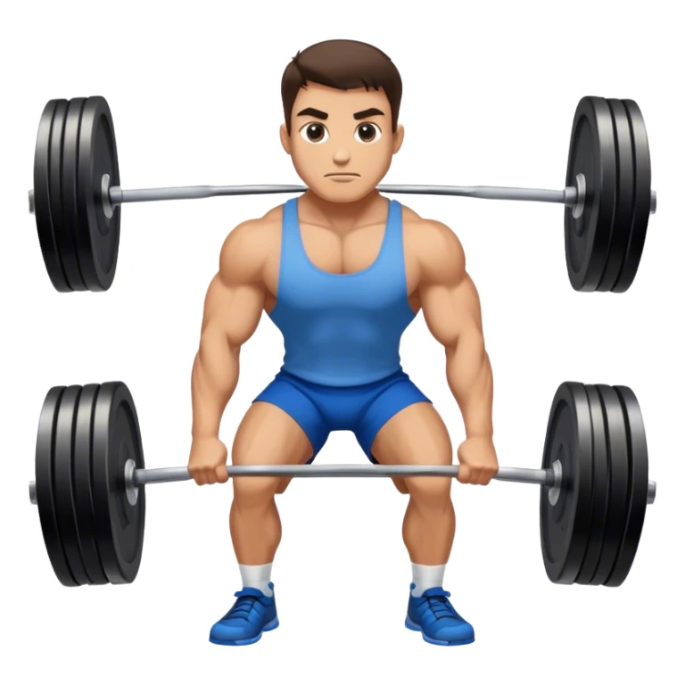 brunette buff man with blue shorts deadlift sticker