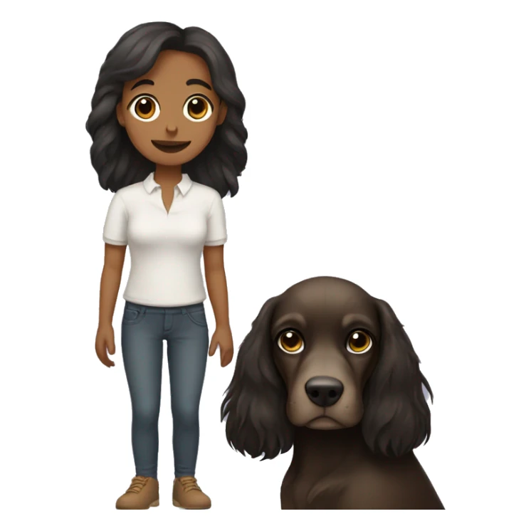 spaniel and a girl with dark straight shoulder length hair sticker