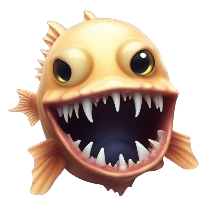 Anglerfish with a glowing lure hanging from its forehead, sharp teeth, and big eyes. sticker