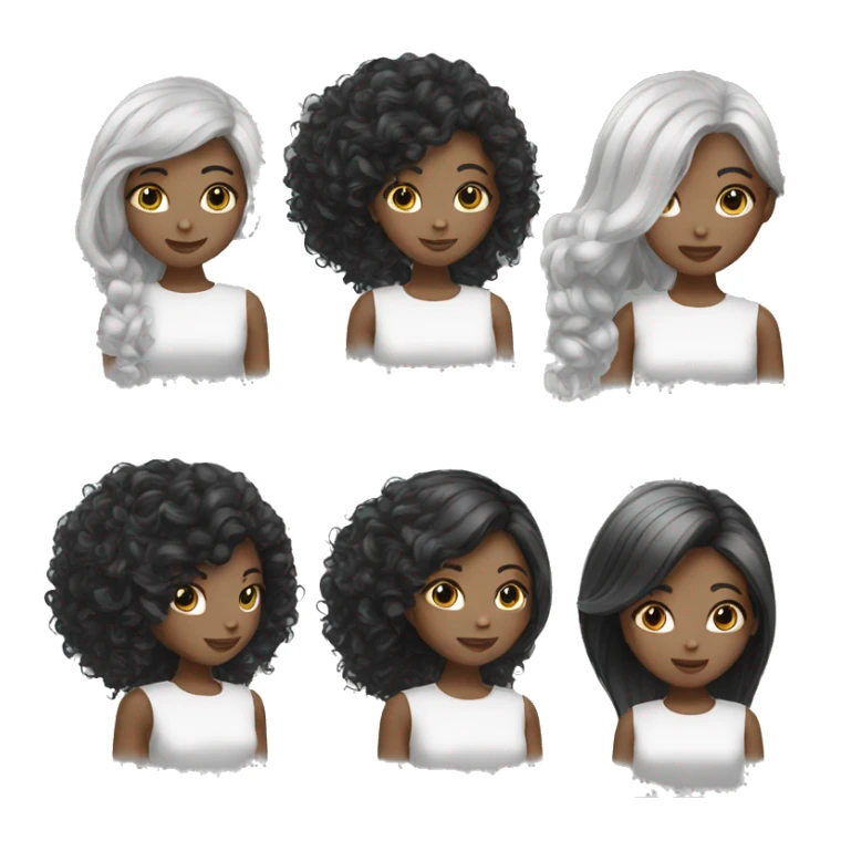 black and white hair girl sticker