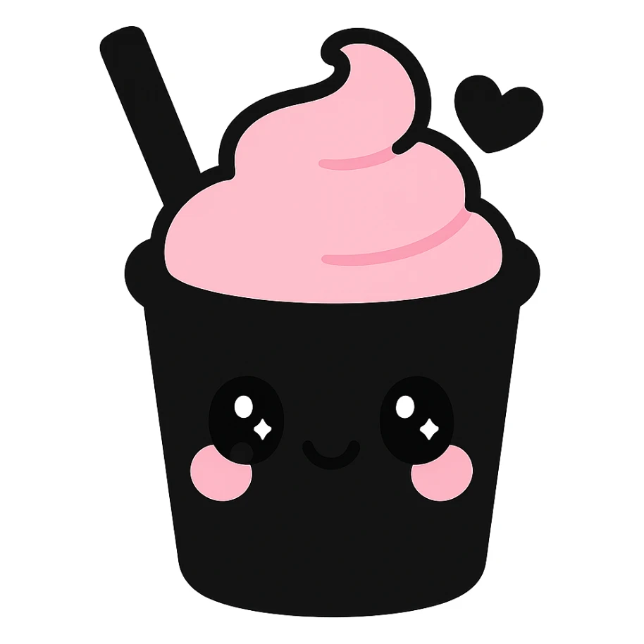 gothic milkshake, black and pink, kawaii style sticker