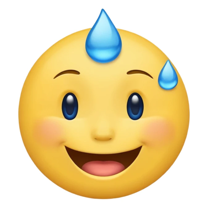 Emoji, yellow round laughing face, blue tears of joy on it  sticker