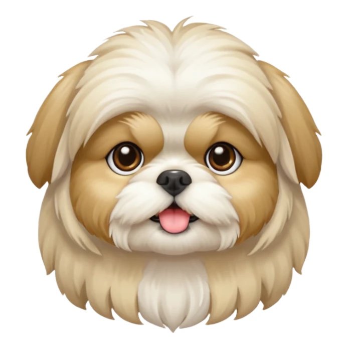 generame la imagen de un perrito raza chitzu de color cremita, totalmente cremita sin esos colores marron oscuro en su cara sticker