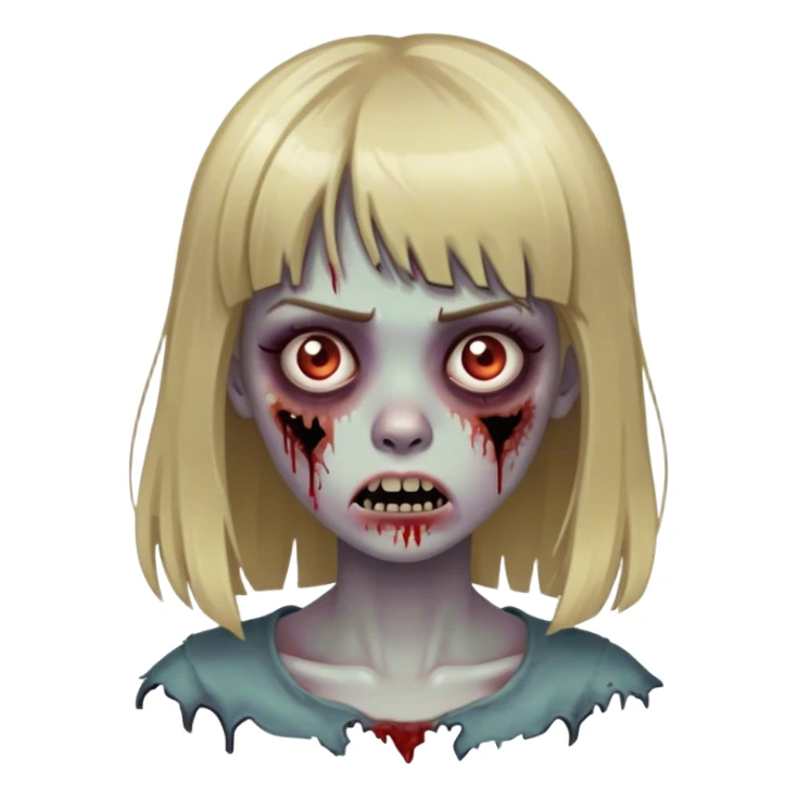 zombie girl with dirty blonde hair and bangs sticker