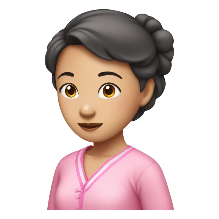 Asian girl wearing pink pajamas  sticker