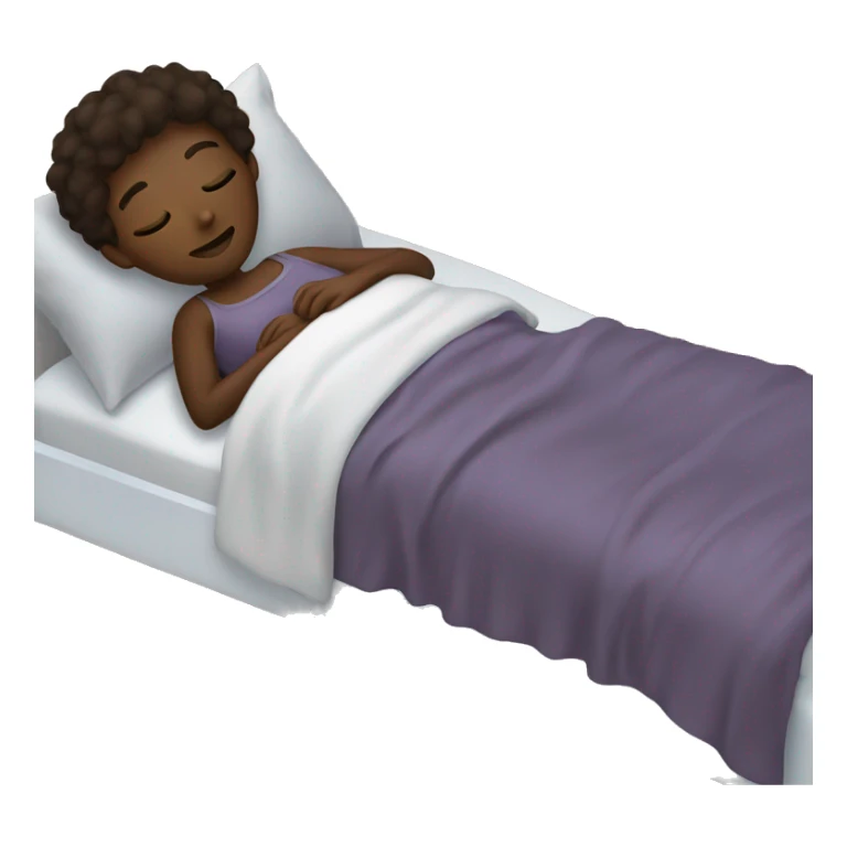 Dark brown skin with dark brown hair and brown eyes sleeping on a bed sticker