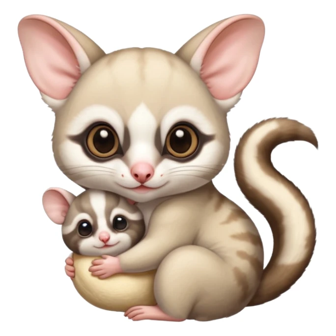 Fat and cute Japanese sugar glider  white. A mom anda a baby one sticker