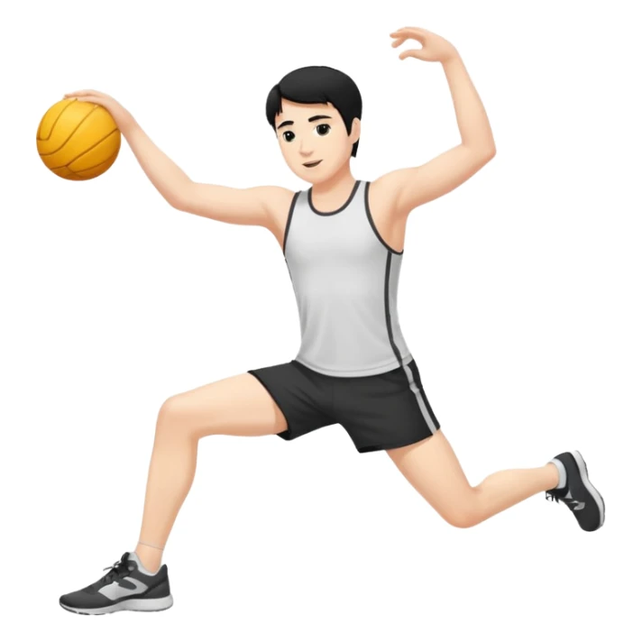 Hombre blanco pelinegro haciendo estiramientos de piernas sticker