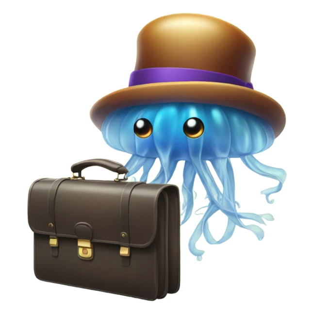 jellyfish wearing top hat and tie with briefcase  sticker