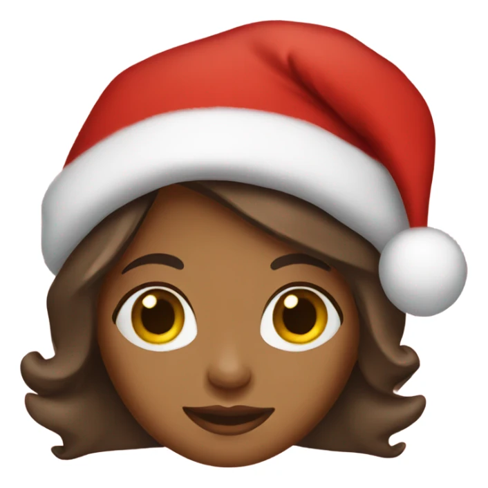 Brown girl wearing Christmas hat sticker