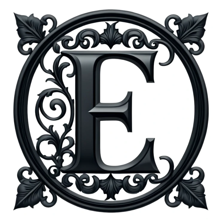 Black gothic Victorian , letter “F” of the alphabet sticker