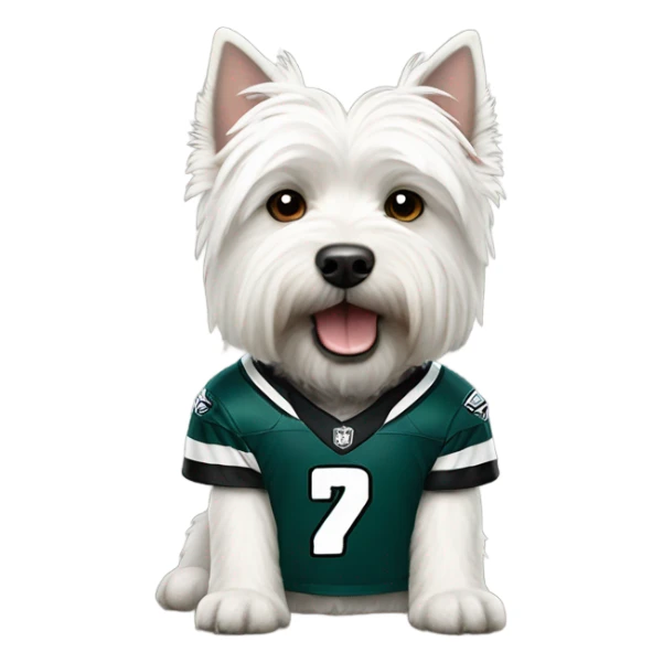 West highland dog wearing eagles jersey sticker