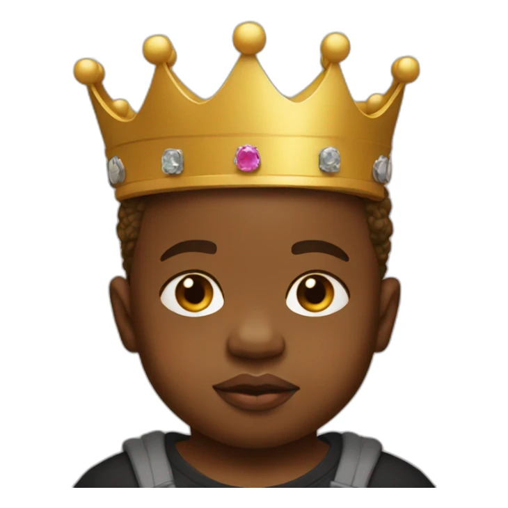 baby biggie with a crown on his head wearing a tshirt sticker