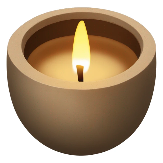 candle in brown concrete ridged vessel sticker