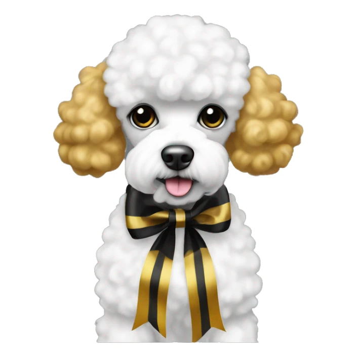 Black and gold bow on white poodle sticker