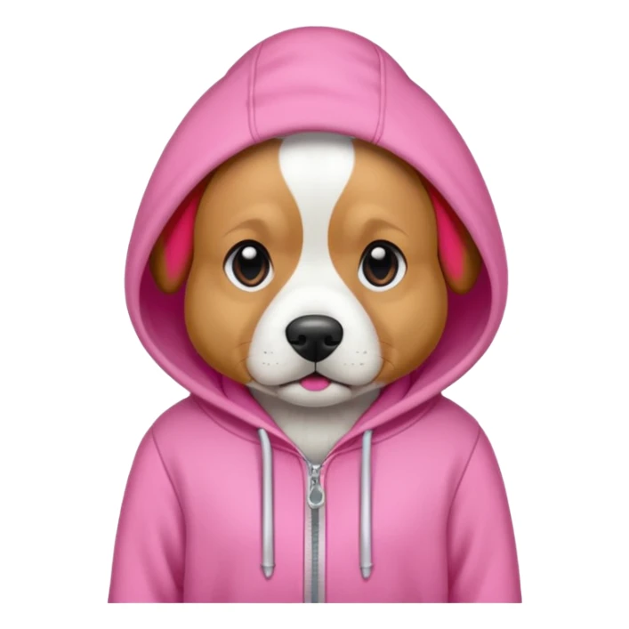 Dog wearing pink hoodie sticker