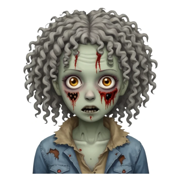 woman curly haired zombie sticker